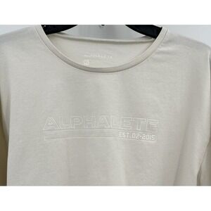 ALPHALETE LIFESTYLE FIT LONG‎ SLEEVE CROPPED T SHIRT Women's Size XL Off White